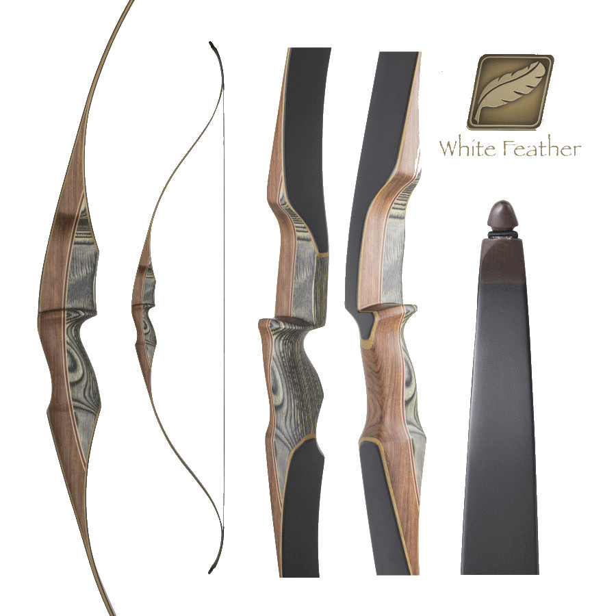 (image for) White Feather Lapwing Black One Piece Hunting Recurve 60"