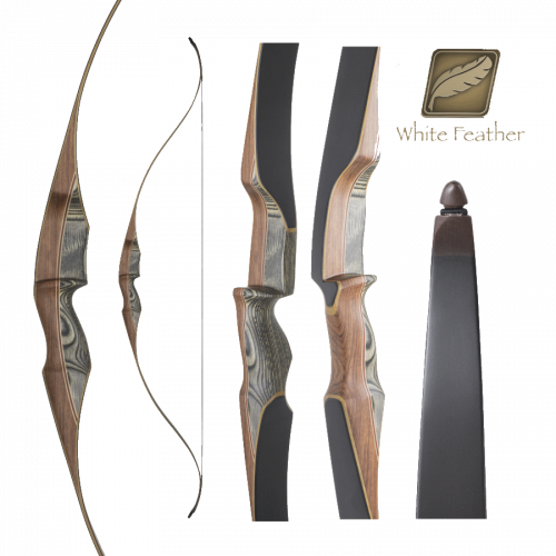 White Feather Lapwing Black One Piece Hunting Recurve 60"